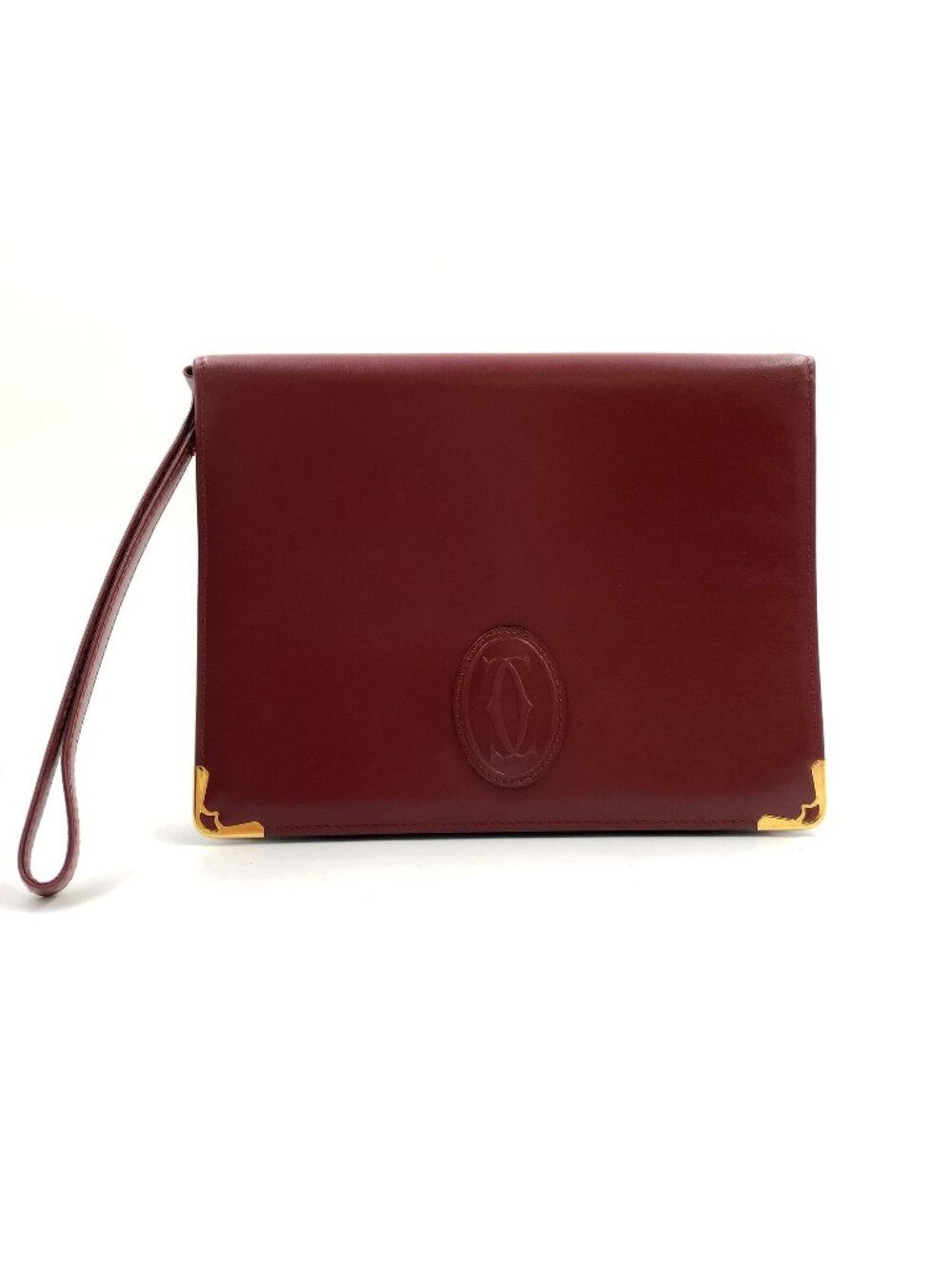 Cartier Must de Leather Bordeaux Clutch Gold